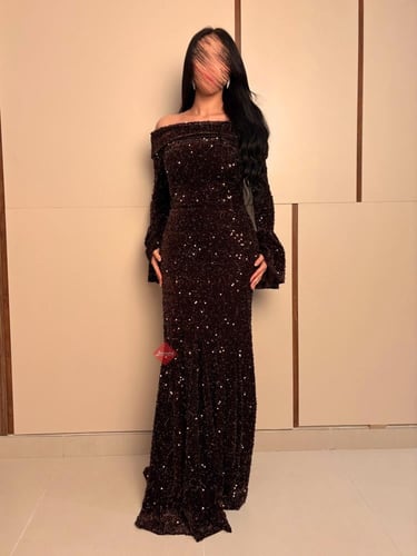 فستان سهرة ترتر اوف شولدر ستايل اكمام واسعة