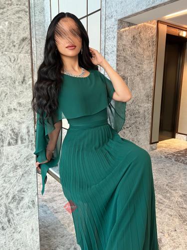 فستان ناعم طويل شيفون بليسيه