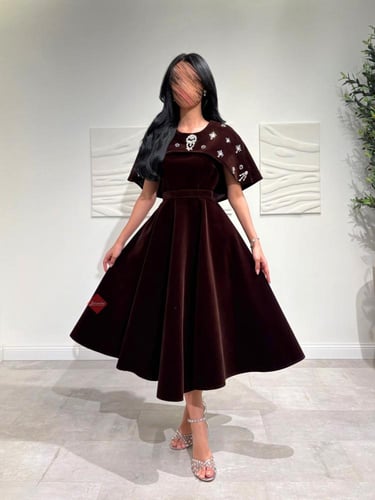 فستان جوخ شموه ناعم ميدي كلوش