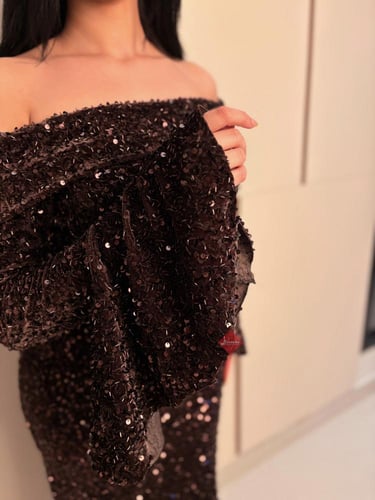 فستان سهرة ترتر اوف شولدر ستايل اكمام واسعة