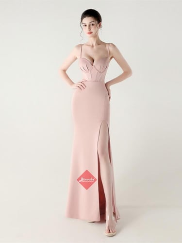 فستان سهرة ستايل حورية بحر و كورسيه مزين الخرز الر...