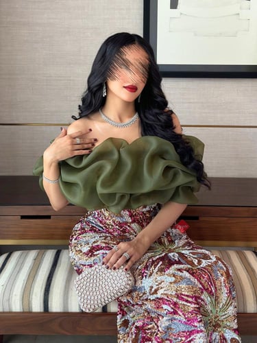 فستان سهرة ترتر فخم ستايل اوف شولدر اورجنزا