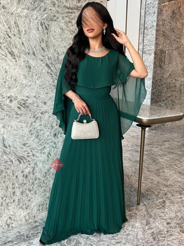 فستان ناعم طويل شيفون بليسيه