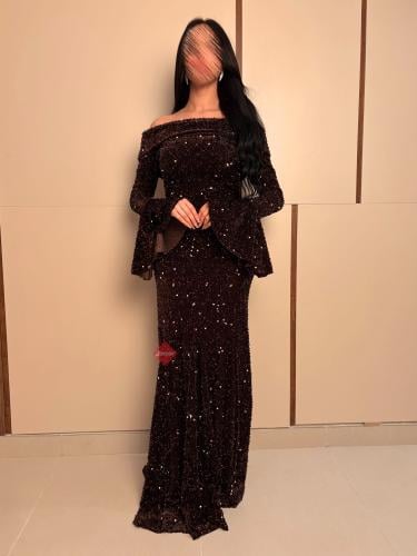 فستان سهرة ترتر اوف شولدر ستايل اكمام واسعة