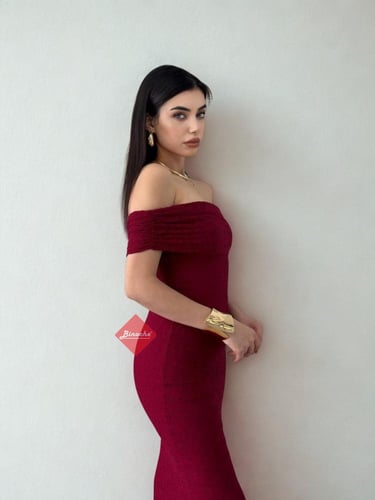 فستان سهرة ناعم دانتيل اوف شولدر