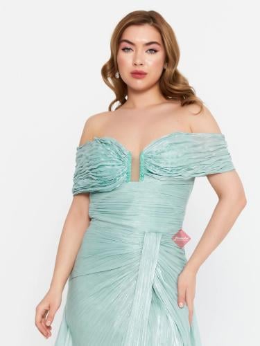 فستان سهرة طويل ستايل اوف شولدر