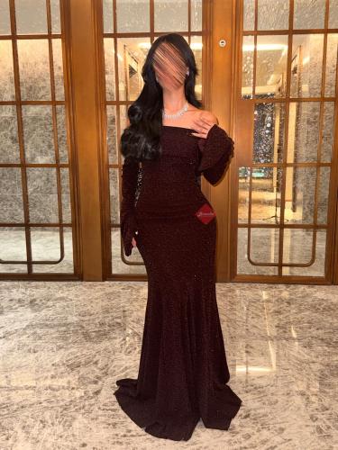 فستان سهرة ناعم اوف شولدر ستايل اكمام واسعة