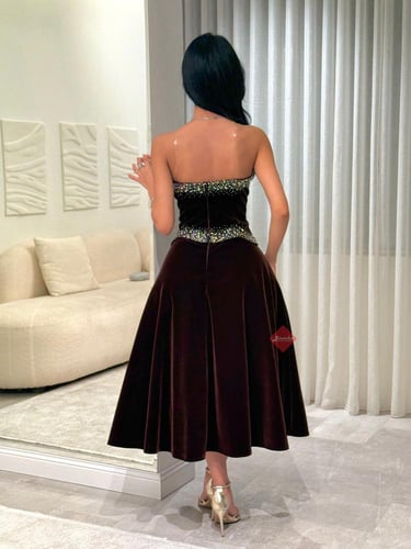 فستان سهرة توب مخمل ناعم كلوش