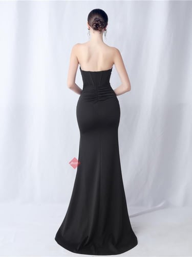 فستان سهرة كريب ناعم ستايل تب مميز