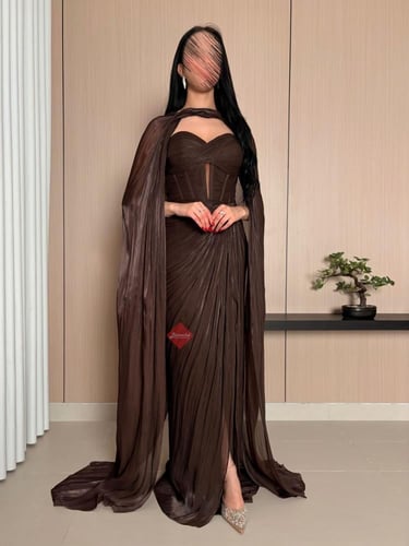 فستان سهرة كورسيه ستايل تب مميز بوشاح