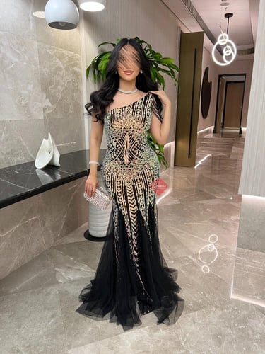 فستان سهرة ماسك استرتش بترتر لامع مميز بالوان متعد...