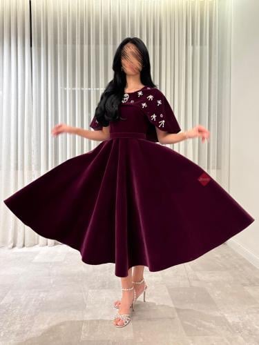 فستان جوخ شموه ناعم ميدي كلوش