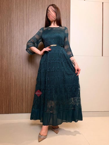 فستان دانتيل ناعم ستريتش برسومات مميزة