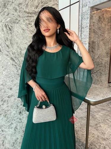 فستان ناعم طويل شيفون بليسيه