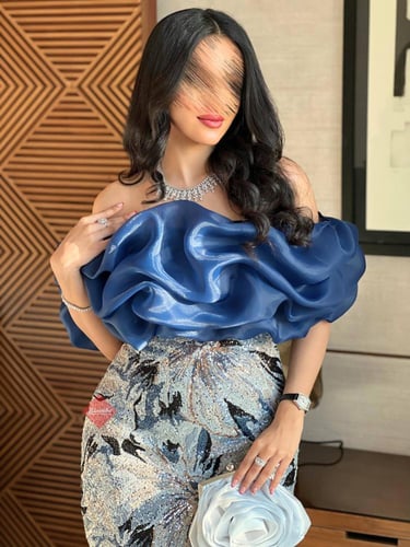 فستان سهرة ترتر فخم ستايل اوف شولدر اورجنزا