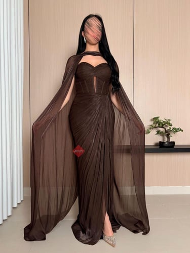 فستان سهرة كورسيه ستايل تب مميز بوشاح