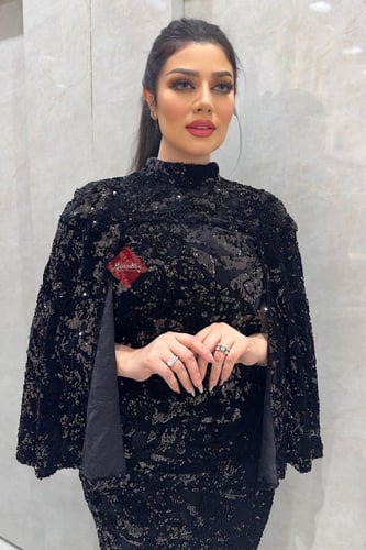 طقم سهرة قطيفه مزين بالترتر ستايل بات