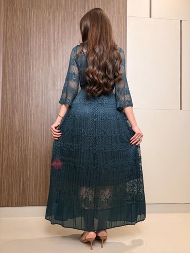 فستان دانتيل ناعم ستريتش برسومات مميزة