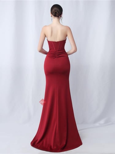 فستان سهرة كريب ناعم ستايل تب مميز