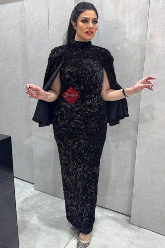 طقم سهرة قطيفه مزين بالترتر ستايل بات