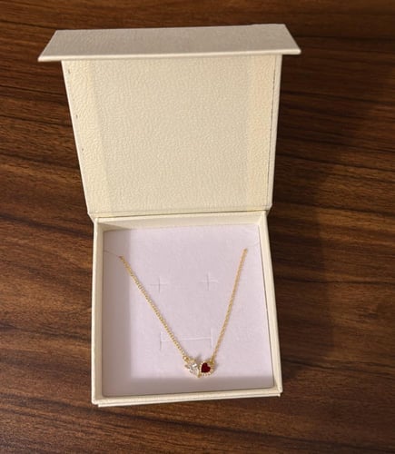 بوكس KARTZ ورد صناعي أحمر مع عقد فضه عيار 925