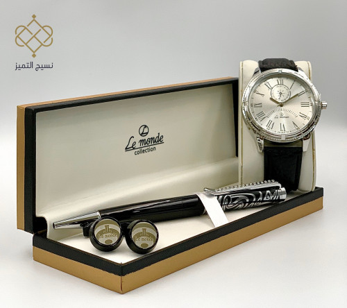 طقم فاخر ( ساعة ، قلم ، كبك ) LeMonde