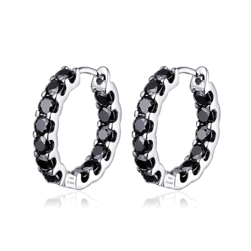 أقراط Moissanite ،أسود وأبيض ،