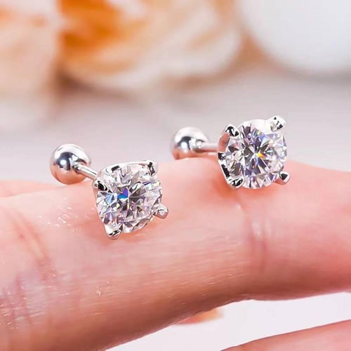 أقراط مرصعة بالمويسانيت ، ، فضة استرلينية