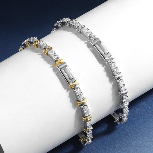 أساور Moissanite ،فضة S925 ، مطلية بالذهب