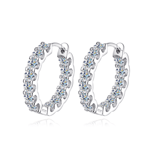 أقراط Moissanite ،أسود وأبيض ،