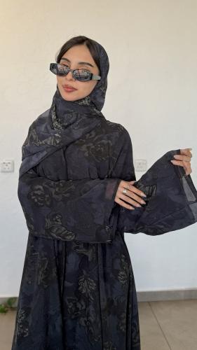 عباية ترندكلوش شيفون كحلي لف مناسب لكل الفصول