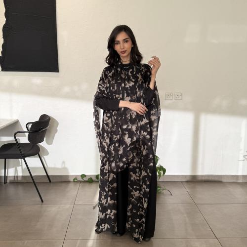 عباية نرند شيفون لف لون بيج مناسب لكل الفصول