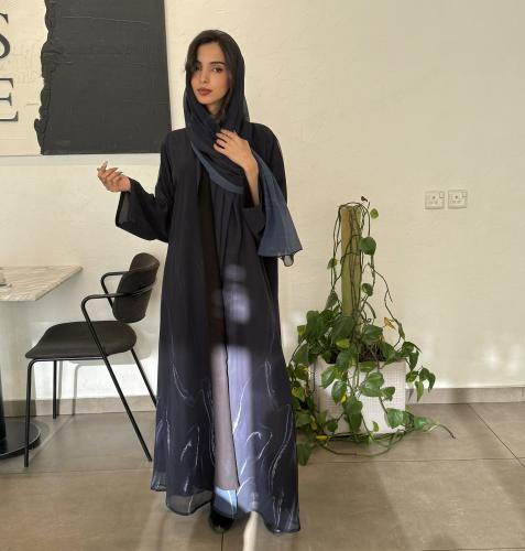 عباية ترند كلوش دبل فيس لف كحلي 2 مناسب لكل الفصول