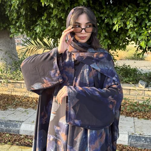 عباية ترند كلوش دبل فيس لف كحلي مناسب لكل الفصول
