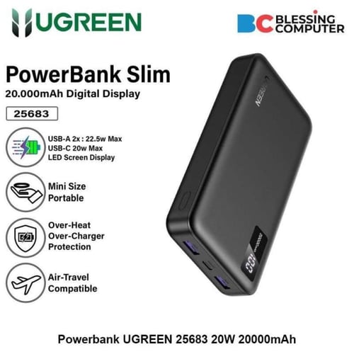يوجرين، باور بانك USB-A+USB-C , سعة 20000 مللي أمب...