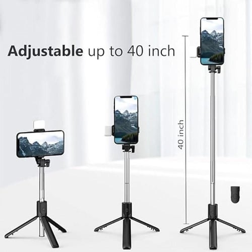 عصا سيلفي بلوتوث JC-16H مع حامل ثلاثي القوائم وضوء...