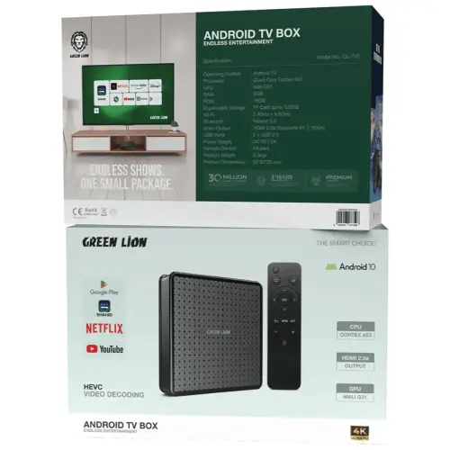 تی فی بوکس Green Lion Android TV 4K مع جهاز تحكم ع...