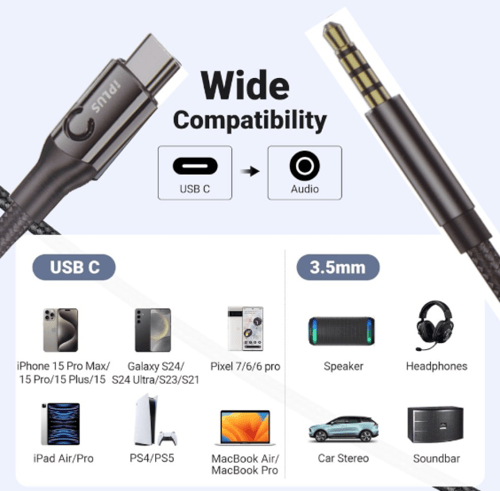 كابل صوت USB Type C إلى 3.5mm Jack AUX من IPLUS -...