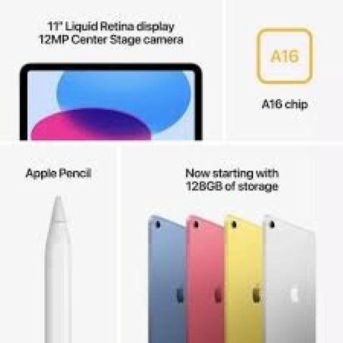 ابل ايباد A16 واي فاي 128 جيجابايت 11 إنش فضي