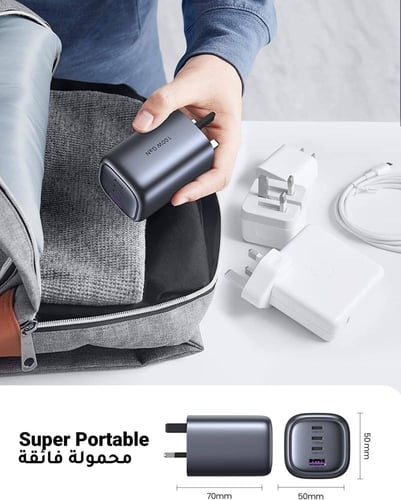 رأس شاحن يوجرين 100 واط – 3 منافذ PD ومنفذ USB واح...