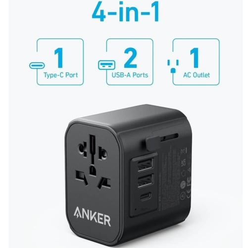 شاحن أنكر للسفر - محول طاقة USB المحمول المدمج للش...