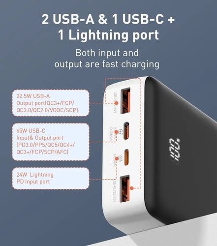 باور بانك LDNIO PQ18 بسعة كبيرة 20000mAh وشحن سريع...