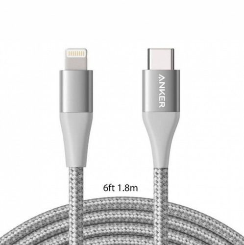 كيبل من Type-C الى ايفون بطول 1.8م قماش رمادي قماش...