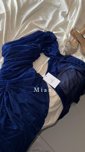 فستان راما ازرق كم