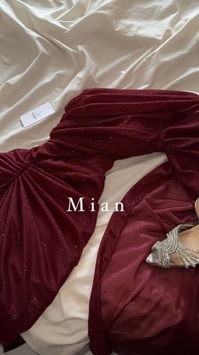 فستان راما عنابي كم