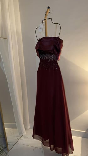 فستان فرستان اوف شولدر عنابي