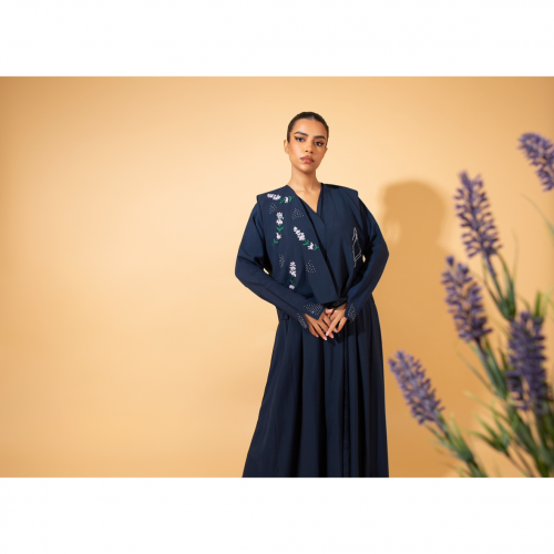 Dark blue with purple lavender vest embroidery