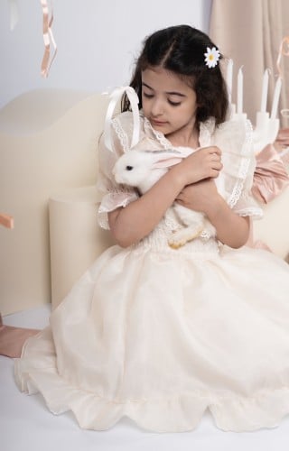 فستان لؤلؤي باطراف دانتيل