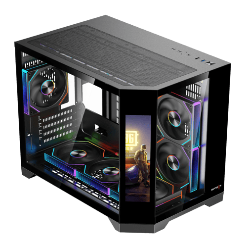كيس بيسي اسود مع شاشة عرض SPEAR Monitor Black ATX...