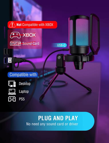 ميكروفون USB للألعاب ولجهاز الكمبيوتر الشخصي PS5،...